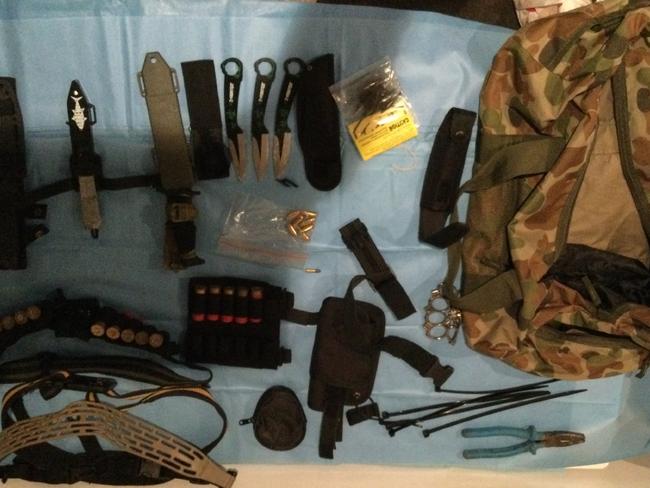 Dozens of weapons were found hidden inside the apartment. Picture: Victoria Police ,