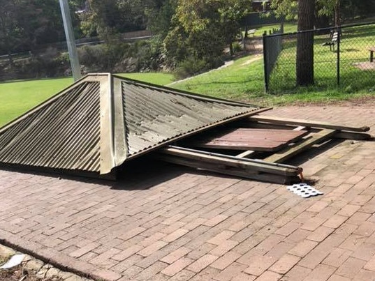 This large, wooden, seating structure was destroyed on Saturday at the park. Picture: Facebook