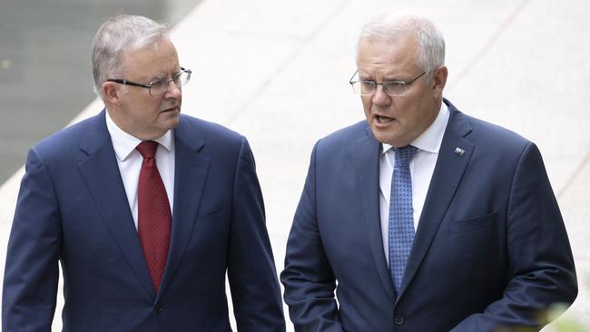 Anthony Albanese and Scott Morrison. Picture: Gary Ramage