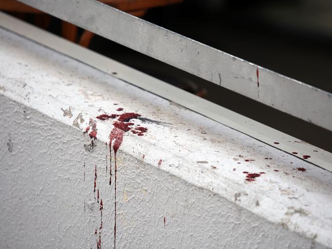 Blood spatters near the Tropic Nightclub in Split, Croatia, after the attack where Australian Dayne Corbishley was injured.