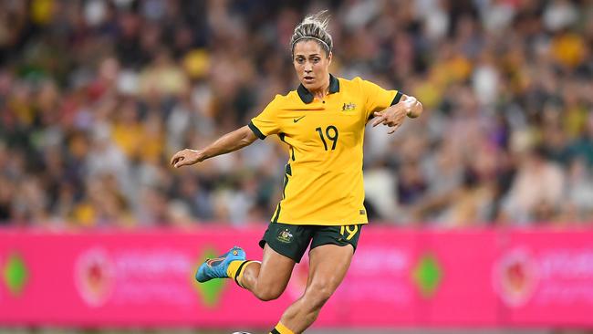 Brisbane Roar midfielder Katrina Gorry has her sights set on a third World Cup with the Matildas, after an impressive start to the A-League Women season. Picture: Albert Perez/Getty Images