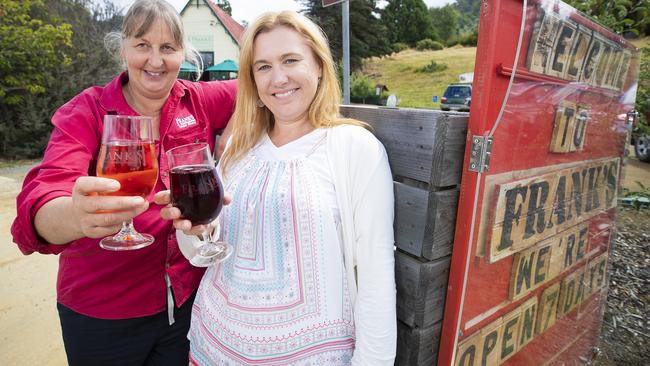 Business owner Naomie Clark-Port with colleague Trina Mangles in front of Frank's Cider in Franklin. Picture: RICHARD JUPE