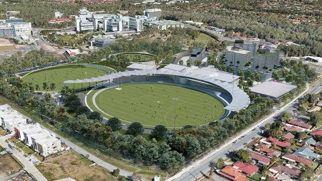 Artist impression of a proposed boutique stadium developed for Southport Sharks on the Gold Coast. Picture: Southport Sharks/Urbis