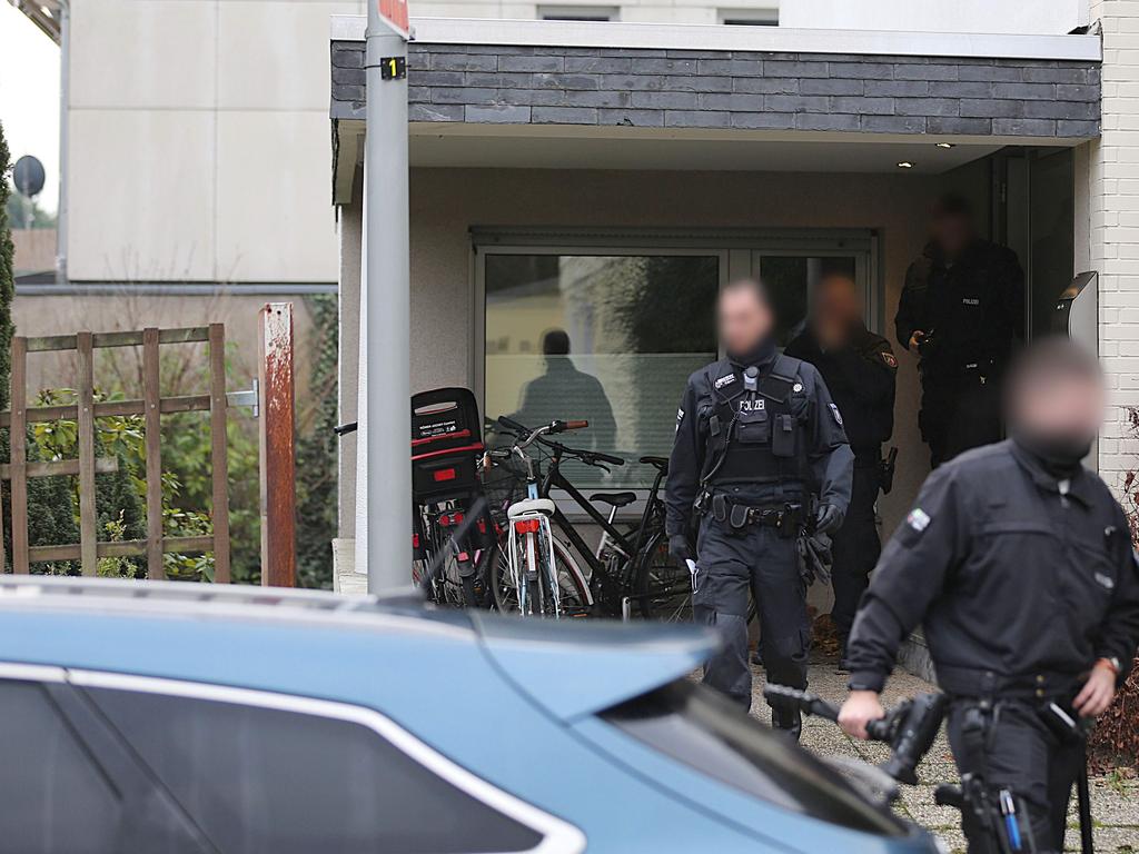 Police at the Italian Osteria restaurant in Pulheim near Cologne. The owner was arrested as part of a mafia crackdown. Picture: AFP