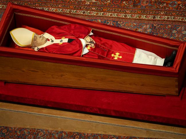The Pope’s body lies in state. Picture: Getty Images