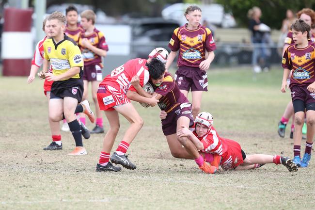 A Rugby League Gold Coast junior gala day at Burleigh Bears Junior Rugby League Club. Under 14s. Currumbin vs Burleigh. 5 September 2021 Miami Picture by Richard Gosling