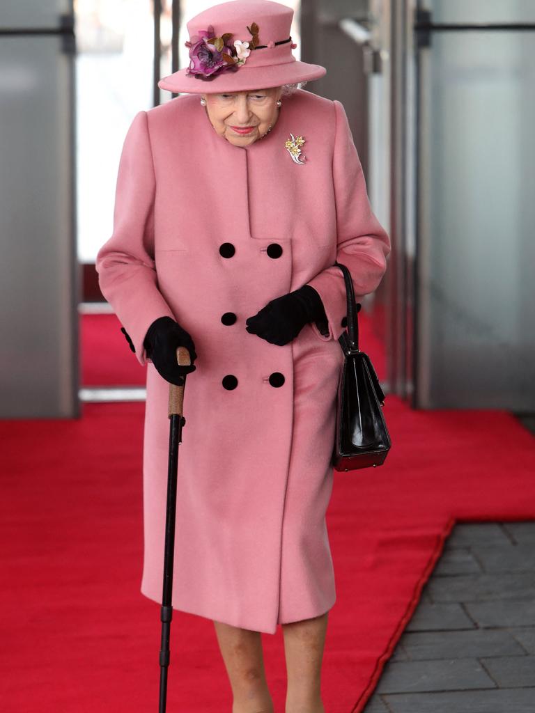 The Queen seen walking with a cane in October. Picture: Geoff Caddick / AFP