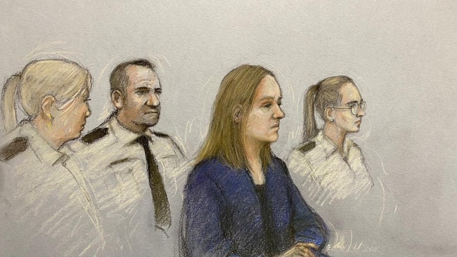 Letby is on trial accused of murdering seven children and attempting to murder a further 10. Sketch: Elizabeth Cook/PA/The Times