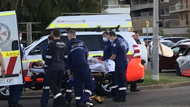 Emergency services assist a man who suffered suspected spinal injuries in the ocean pool at Sydney's Dee Why Beach on Thursday, October 27, 2022. Picture: Manly Daily