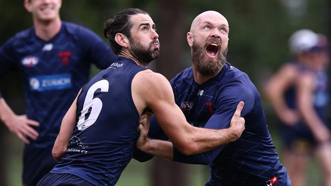 Brodie Grundy and Max Gawn will be sharing time in the ruck. Picture: Michael Klein