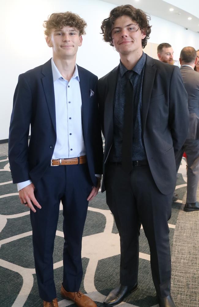 Mason Walsh and Hunter Weymouth at the Australian Industry Trade College 2024 formal at the Maroochy RSL.