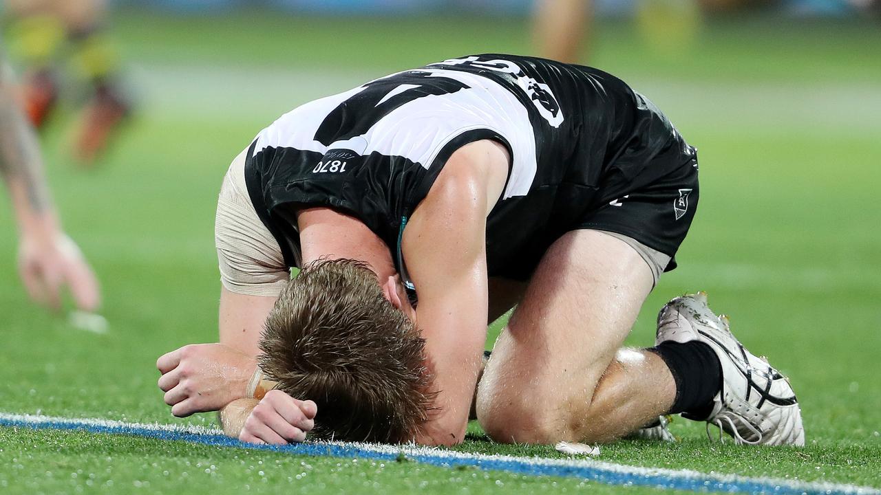 Hamish Hartlett looked broken after the loss. Picture: Sarah Reed