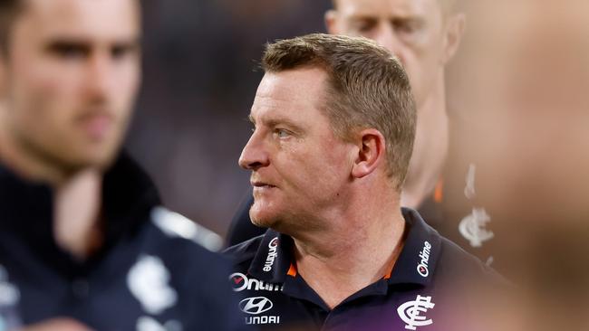 Carlton’s rise in 2023 has seen coach Michael Voss rewarded with a new two-year contract extension. Picture: Dylan Burns/AFL Photos via Getty Images