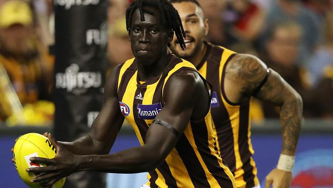 Changkuoth Jiath brings explosive speed to the defensive line for Hawthorn.