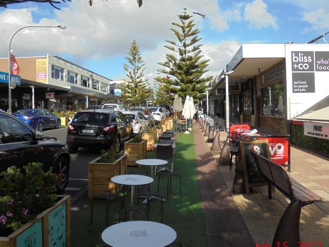 Al fresco dining parklets are being trialled in Ocean Grove.