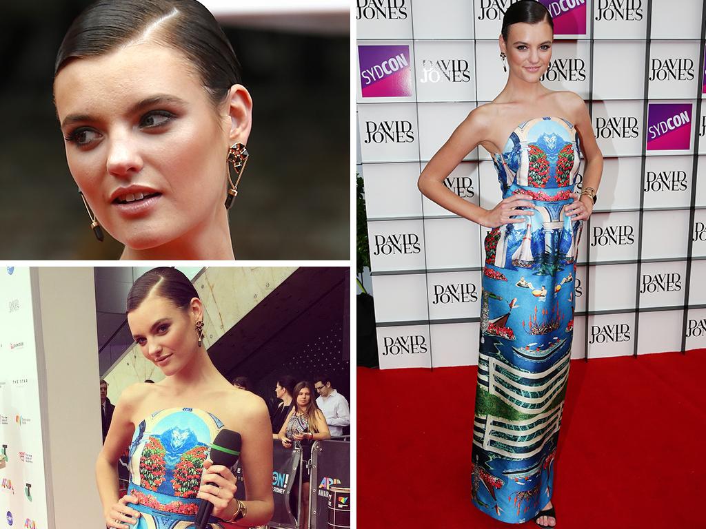 Model Montana Cox arrives at the ARIA Awards 2014 in Sydney, Australia. Pictures: Bradley Hunter