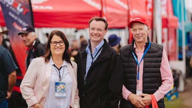 Sungold Field Days 2020: Roma Britnell, SW Coast MP, Michael O'Brien, leader of opposition, and Tony Rea, Sungold Field Days Chairman. Photo by Chloe Smith.