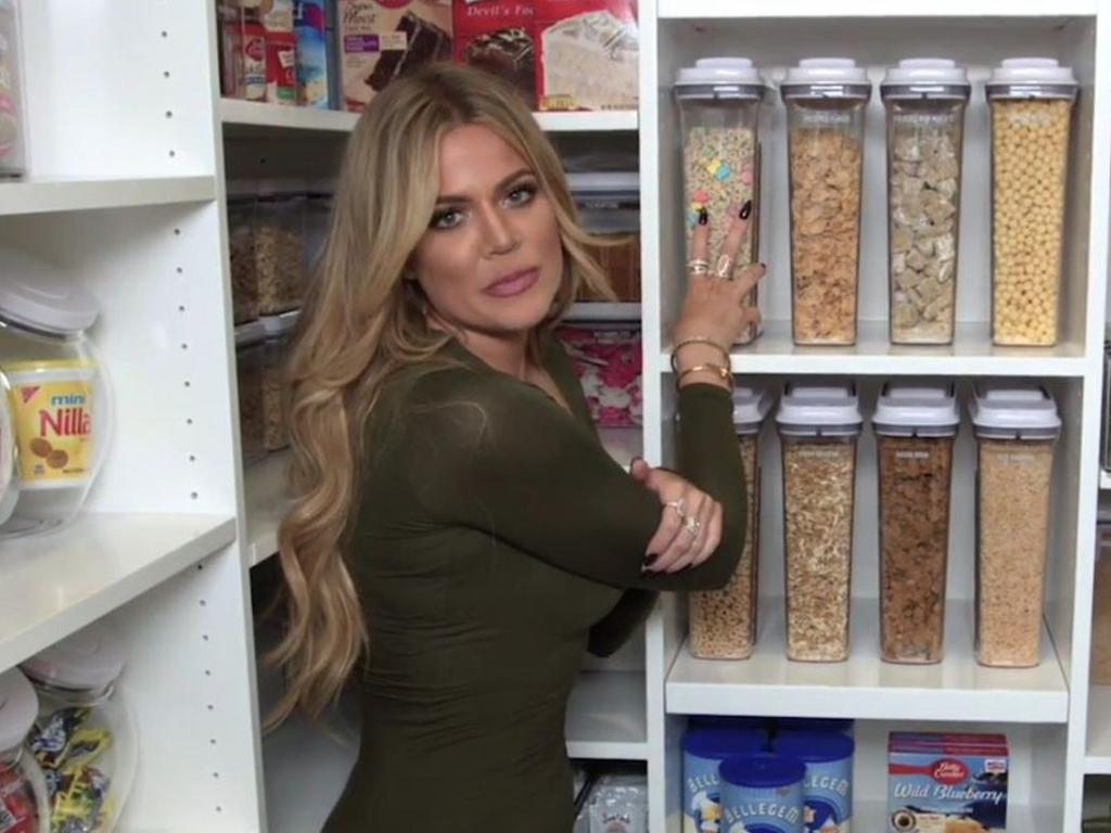 Khloe Kardashian Home Kitchen Tour: her insanely organised pantry. Picture: Supplied