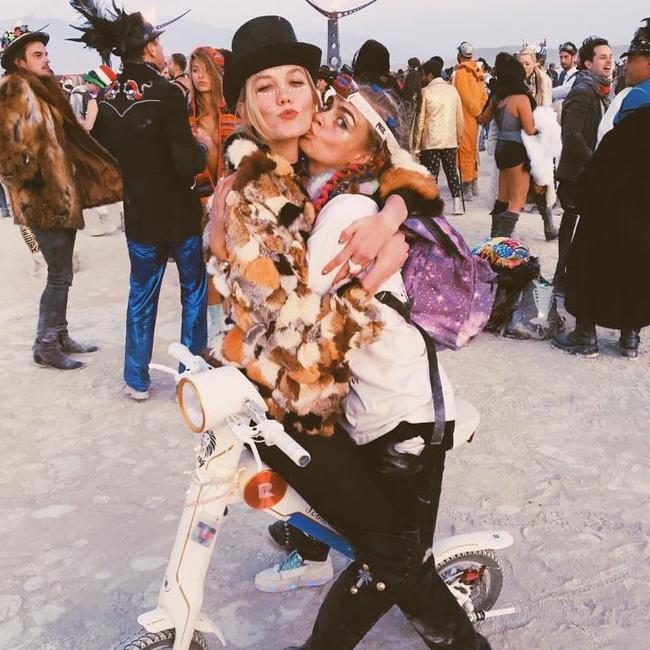 Models Karlie Kloss and Cara Delevigne at the 2016 Burning Man Festival in the Black Rock Desert, Nevada ... “Ran into this burner in the desert.” Picture: Instagram