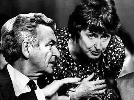 Prime Minister Bob Hawke (L) with Senator Susan Ryan in 1986. Picture: Supplied