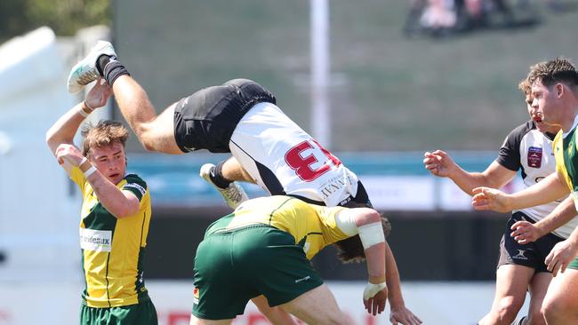 Action from the Premier Colts 1 Rugby Grand Final between Souths and Wests at Ballymore on Sunday. Picture Lachie Millard