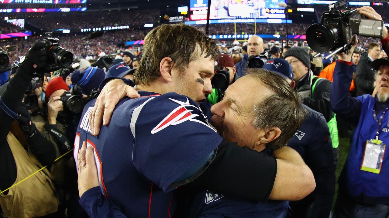 Tom Brady with head coach Bill Belichick. Photo: Maddie Meyer/Getty Images/AFP.