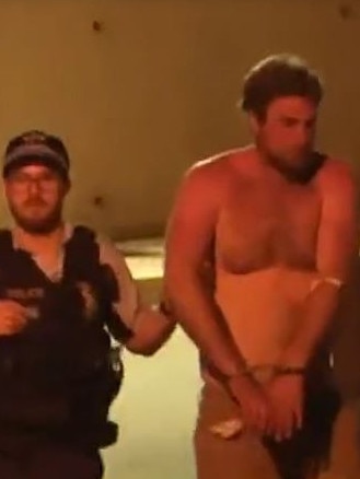 Samuel Davidson during his arrest after the crash. Picture: Channel 9