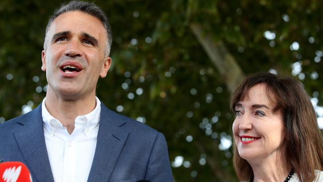 Mr Malinauskas with incoming deputy premier Susan Close. Picture: NCA NewsWire / Kelly Barnes