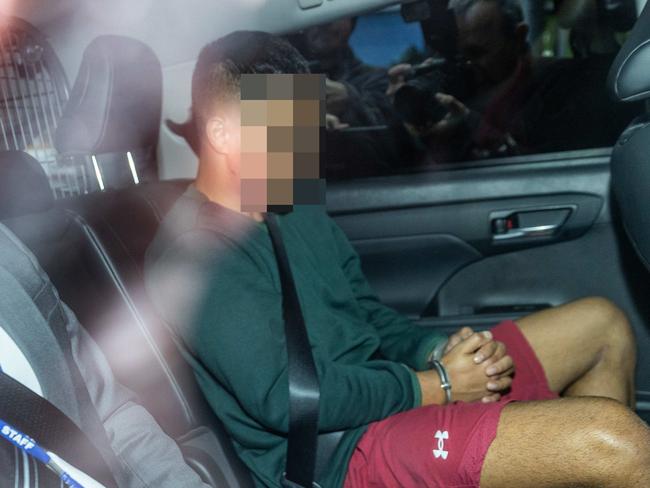 MELBOURNE AUSTRALIA - 26 OCTOBER 2023, NCA Newswire:  Jaeden Tito, 22, arrested for the shooting death of Gavin Preston, arrives at the Melbourne Magistrates Court. Picture: NCA Newswire / Jake Nowakowski