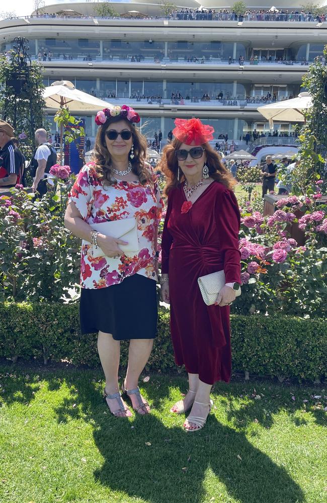 Guler and friend at the 2024 Crown Oaks Day, held at Flemington Racecourse. Picture: Gemma Scerri