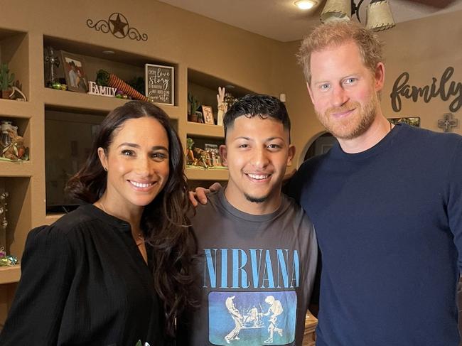 Harry and Meghan have surprised the family of a teacher killed in the Uvalde school shooting - before singing Happy Birthday., , The Sussexes visited the family of Irma Garcia, who was killed in the 2022 shooting at Robb elementary school in the Texan town. Posting on Twitter, Garcia's nephew John Martinez said: "Meghan Markle and Prince Harry came to my house! Picture: Twitter John Mtz @fuhknjo