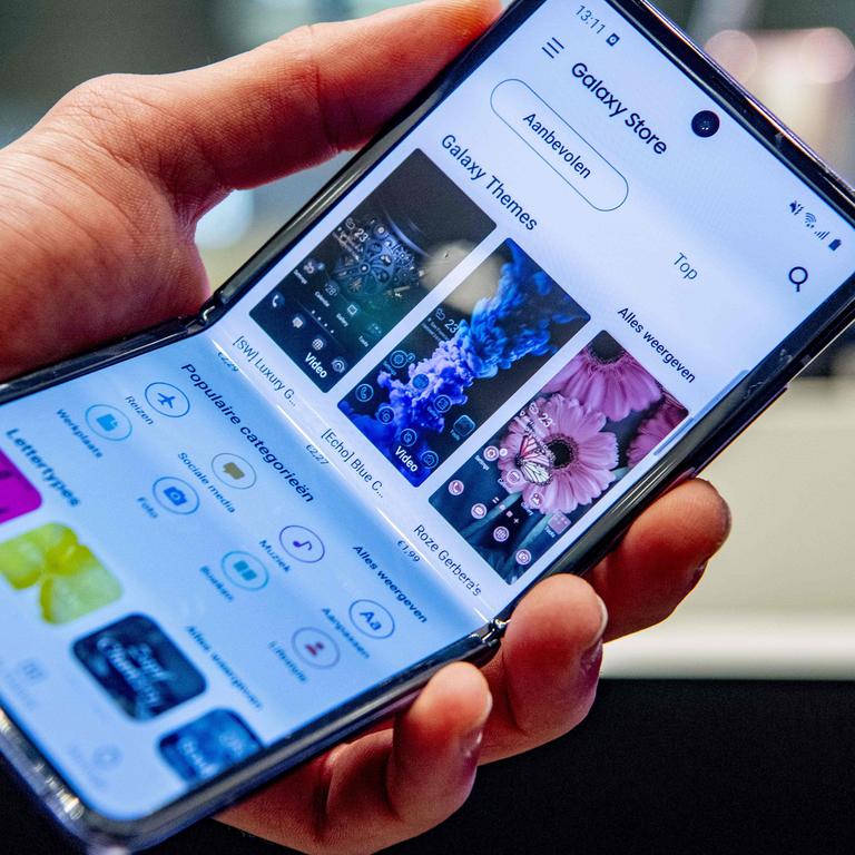 The Samsung Galaxy Z Flip was the company’s second folding model, and looks set to be updated with faster 5G connectivity. Picture: Robin Utrecht/AFP