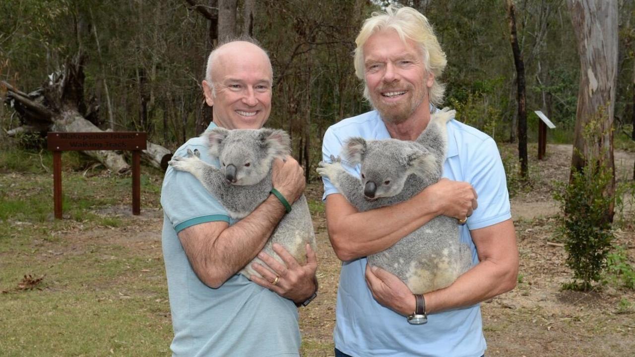 Makepeace Island owners Brett Godfrey and Sir Richard Branson are helping save Noosa's koalas.