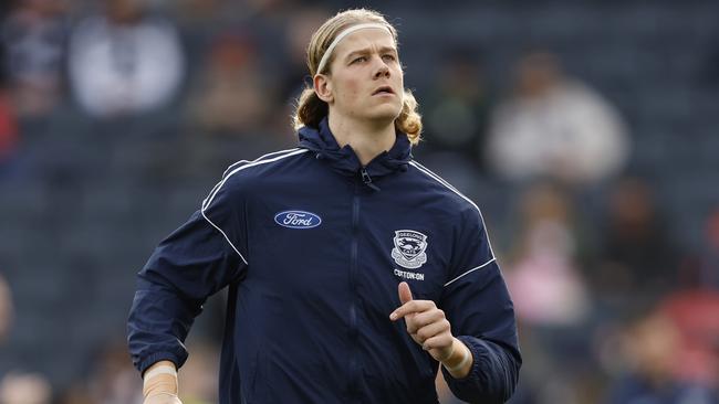 Sam De Koning warms up last year. Picture: Darrian Traynor/Getty Images