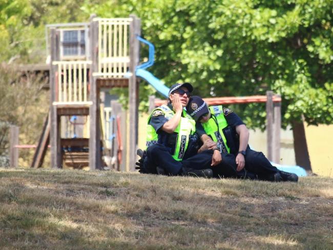 Police and emergency services visibly distraught by what had happened. Picture: ABC News