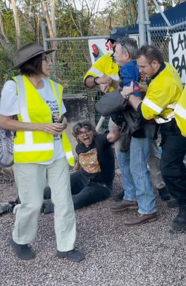 Binybara Camp protesters were removed from the Lee Point development site as land clearing begins on Tuesday, April 30. Picture: Zizi Averill