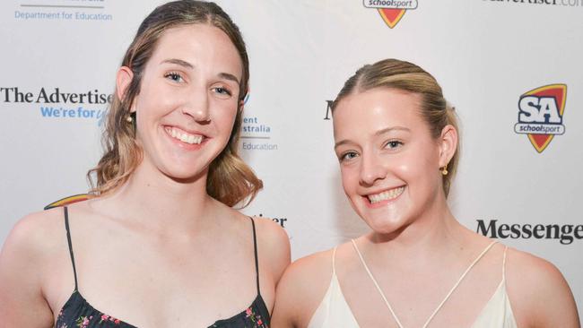 ADELAIDE, AUSTRALIA - November 22, 2023: Individual Secondary Award joint winners Cameron Zajer, left, and Lucy Voyvodic at the School Sports Awards at Sir Keith Murdoch House. Picture: Brenton Edwards