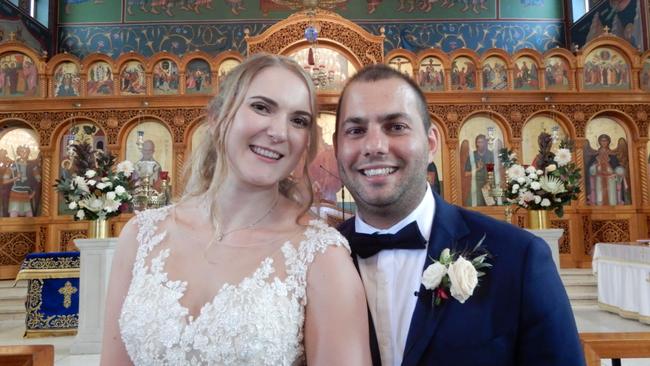 Mr and Mrs Clara and Michael Carayannis after getting married in Sydney.