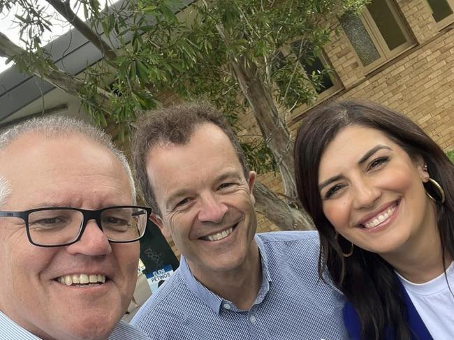 Scott Morrison pictured with NSW Attorney General Mark Speakman and MP Eleni Petinos. Instagram.