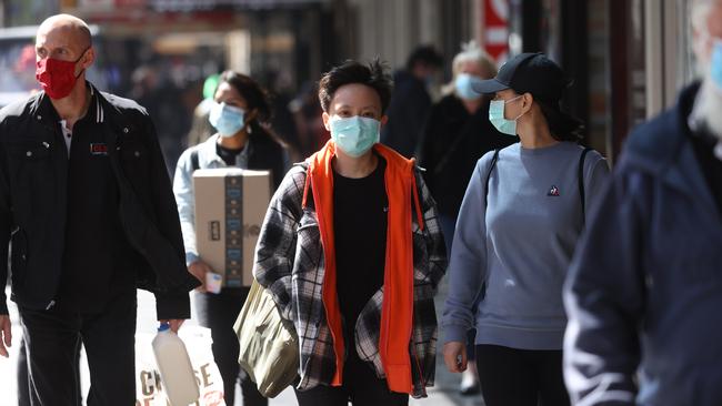 People out and about in the CBD as Melbourne emerges from lockdown. Picture: Paul Jeffers