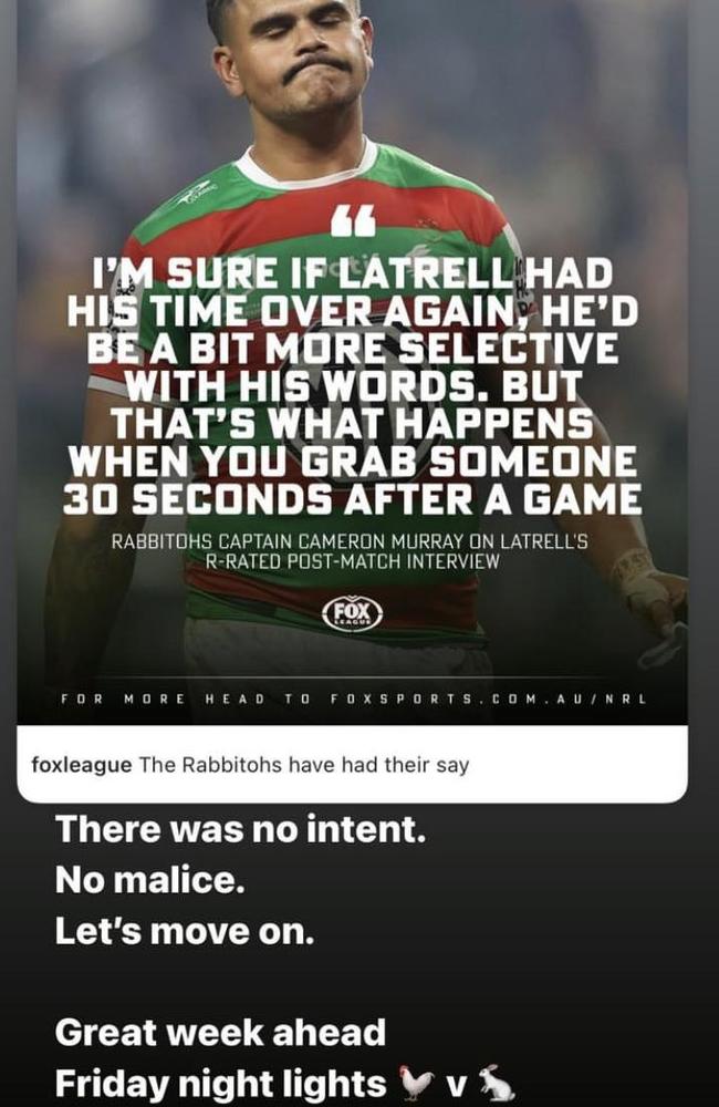 Latrell Mitchell breaks his silence via his Instagram story following controversial radio interview.