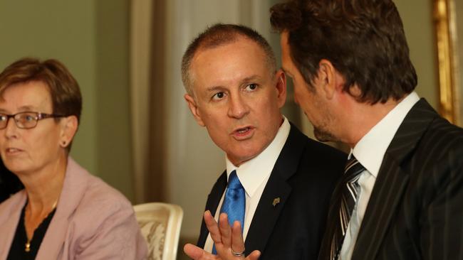 Jay Weatherill dines with Finnish officials during his visit to inspect the nuclear waste facility.