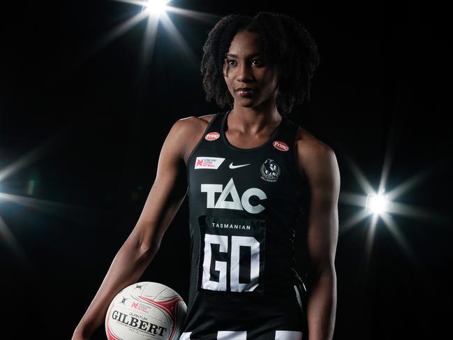 Jamaican netball star Jodi-Ann Ward celebrates 50 Super Netball games in round eight. Picture: Matt King/Getty Images for Netball Australia