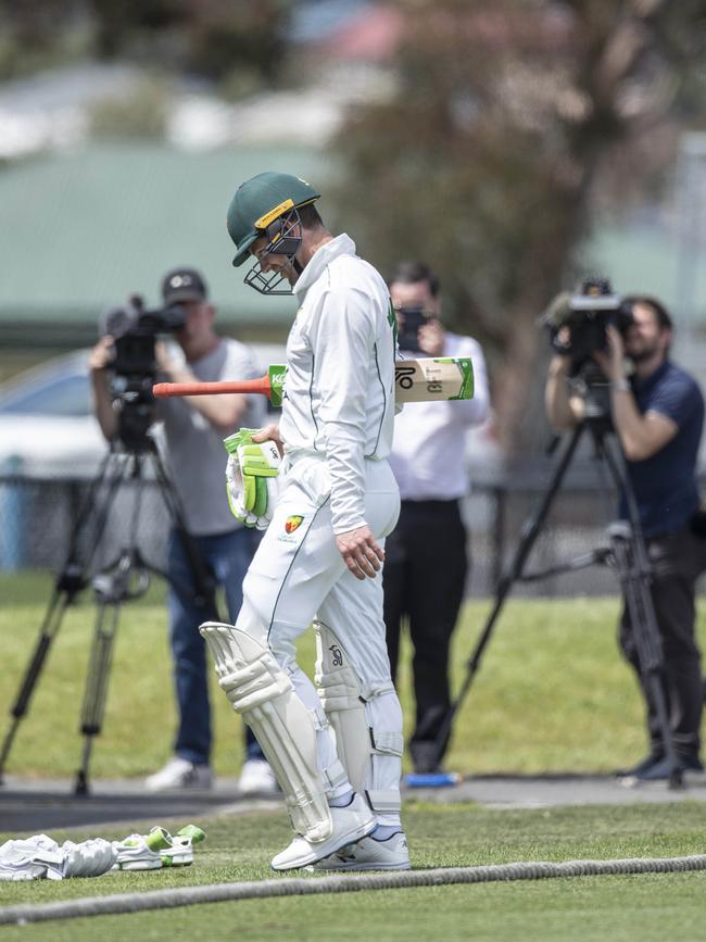 Tim Paine after getting out for one run. Picture: Eddie Safarik