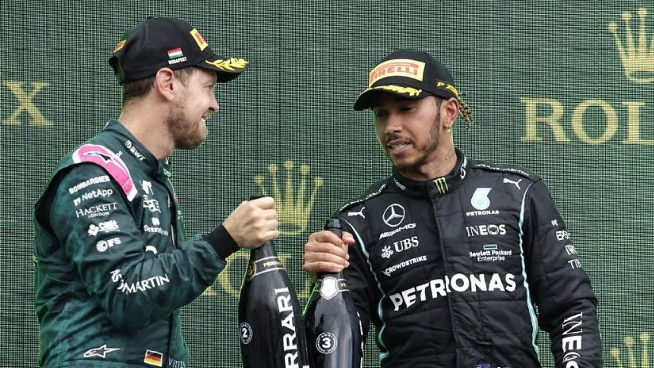 hamilton and vettel on the podium