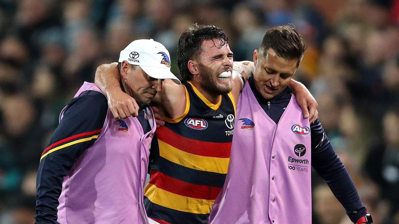 Lachlan Murphy suffered an ankle injury in the Showdown. Picture: Sarah Reed/AFL Photos via Getty Images