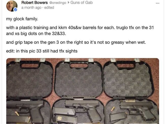 Robert Bowers describing his gun collection. : Picture: Gab