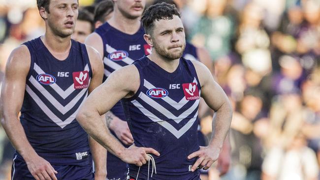 A dejected Hayden Ballantyne after the loss in his milestone game.