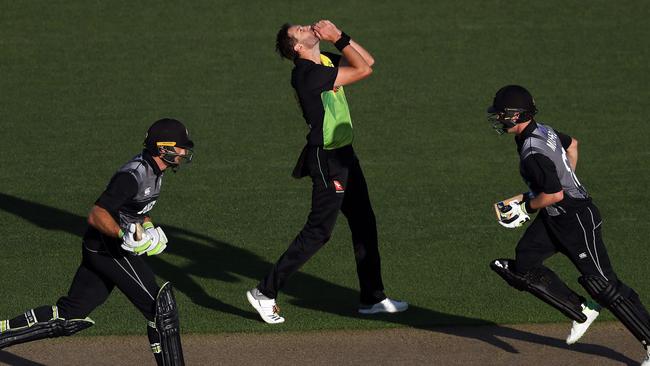 Andrew Tye rues a near miss against the Kiwi openers on Friday night.