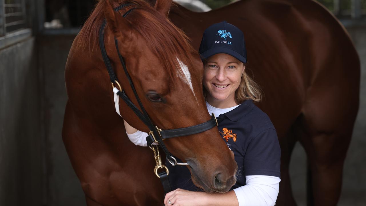 Former Melbourne Cup Jockey Clare Lindop with Legless Lady. Picture: NCA NewsWire / David Mariuz